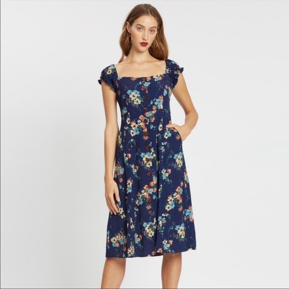 Capulet Navy Mae Floral Button Down Dress NWT L